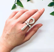 Vintage Ring, Silver Ring, Ankh Ring, Ankh Jewelry, Symbol of Life, Egyptian Symbol, Vintage Jewelry, Statement Ring, Big Ring, 925 Ring