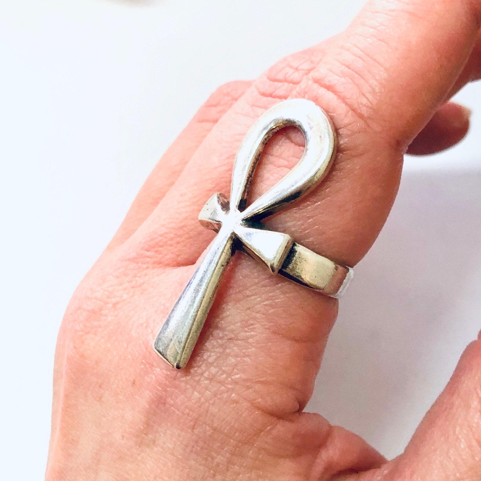 Vintage Ring, Silver Ring, Ankh Ring, Ankh Jewelry, Symbol of Life, Egyptian Symbol, Vintage Jewelry, Statement Ring, Big Ring, 925 Ring