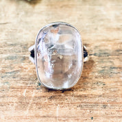 Vintage Ring, Silver Ring, Unique Jewelry, Statement Ring, Cocktail Ring, Gold Fleck Ring, Clear Ring, Bubble Ring, Vintage Jewelry, 925