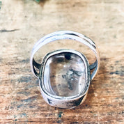 Vintage Ring, Silver Ring, Unique Jewelry, Statement Ring, Cocktail Ring, Gold Fleck Ring, Clear Ring, Bubble Ring, Vintage Jewelry, 925