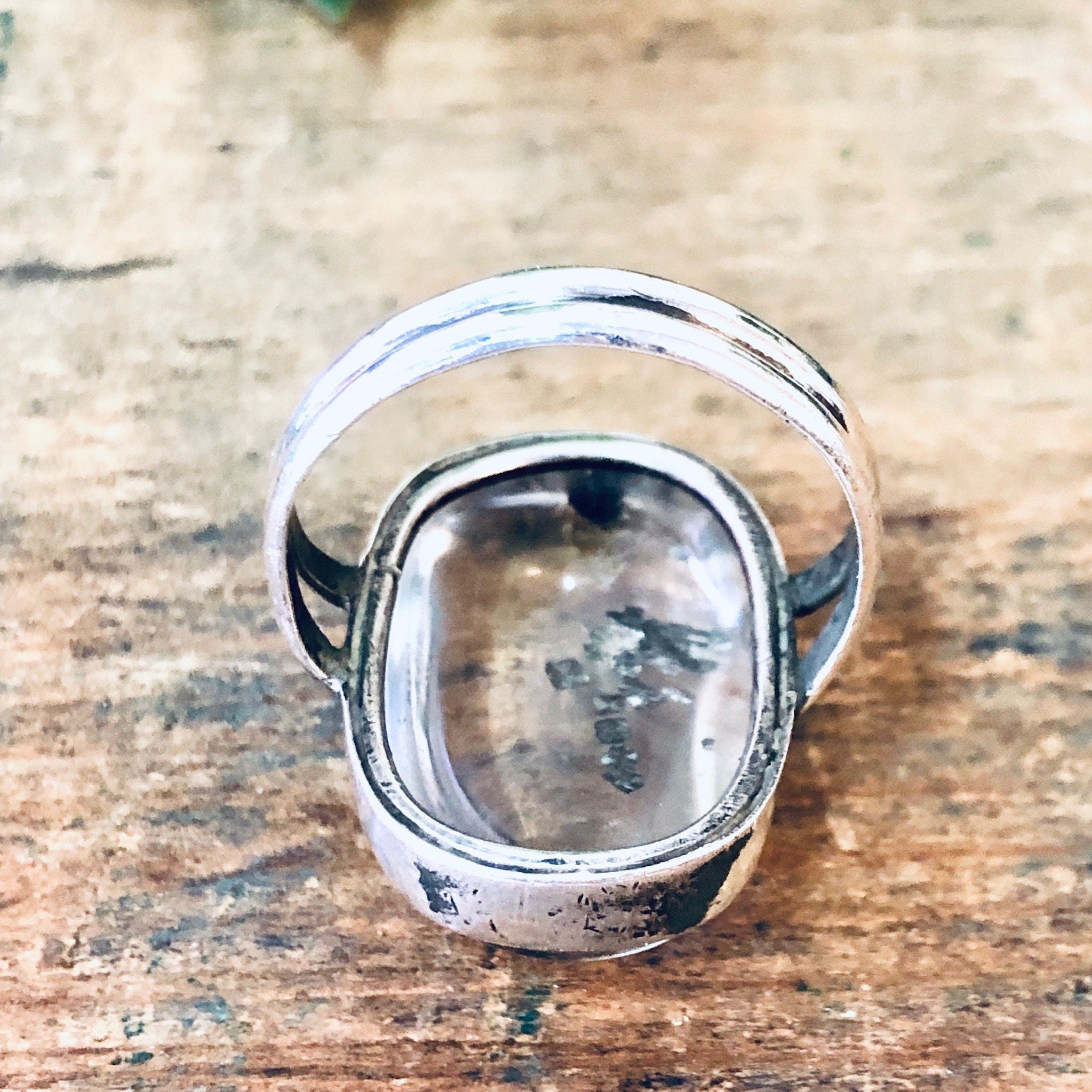 Vintage Ring, Silver Ring, Unique Jewelry, Statement Ring, Cocktail Ring, Gold Fleck Ring, Clear Ring, Bubble Ring, Vintage Jewelry, 925