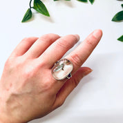 Vintage Ring, Silver Ring, Unique Jewelry, Statement Ring, Cocktail Ring, Gold Fleck Ring, Clear Ring, Bubble Ring, Vintage Jewelry, 925