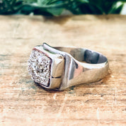 Vintage Ring, Silver Ring, Cocktail Ring, Quartz Ring, Raw Quartz, Unique Jewelry, Vintage Jewelry, Rare Ring, 925 Ring, Fools Gold, Square