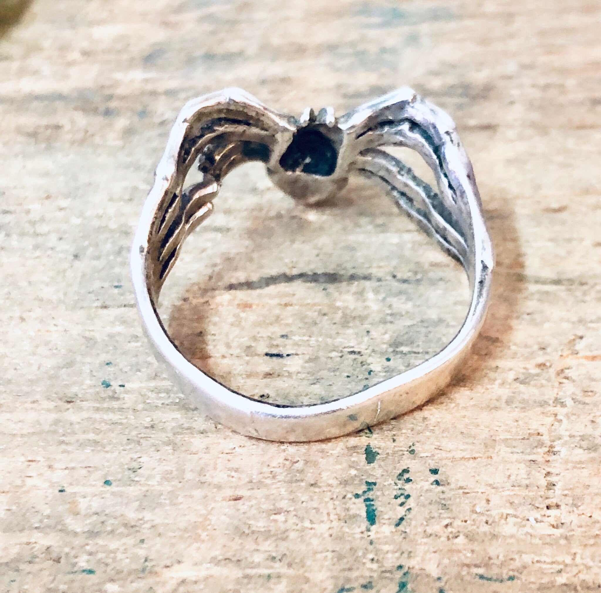 Vintage Silver Ring, Spider Ring, Black Onyx Ring, Vintage Jewelry, Unique Jewelry, Spider Jewelry, Goth Ring, Black and Silver, 925 Ring