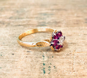 Vintage Gold Ring, Ruby Ring, Ruby Flower Ring, 18 Karat Gold, Yellow Gold Ring, Gold Jewelry, Vintage Jewelry, Red Gold, Engagement Ring