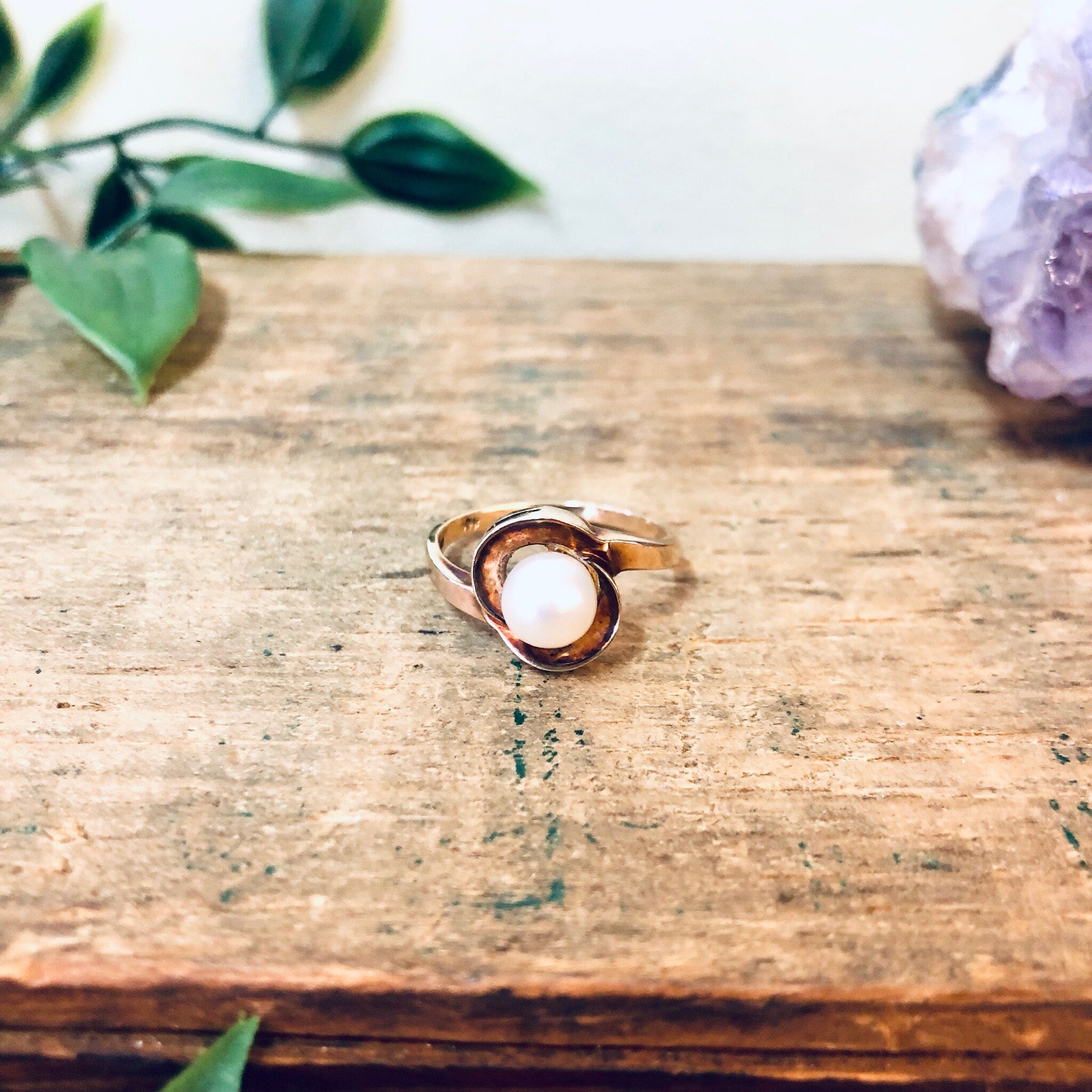 Vintage Gold Ring, 10 Karat Gold Ring, 10K Gold, Yellow Gold Ring, Pearl Ring, Vintage Jewelry, Pearl Jewelry, Gold and Pearl, Vintage Gold