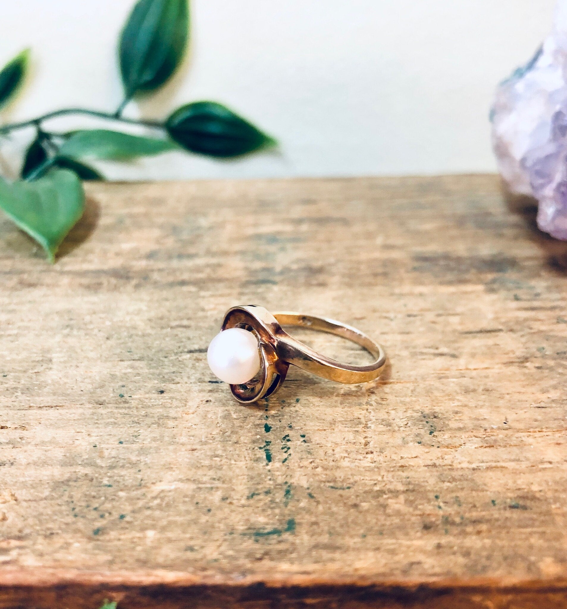 Vintage Gold Ring, 10 Karat Gold Ring, 10K Gold, Yellow Gold Ring, Pearl Ring, Vintage Jewelry, Pearl Jewelry, Gold and Pearl, Vintage Gold