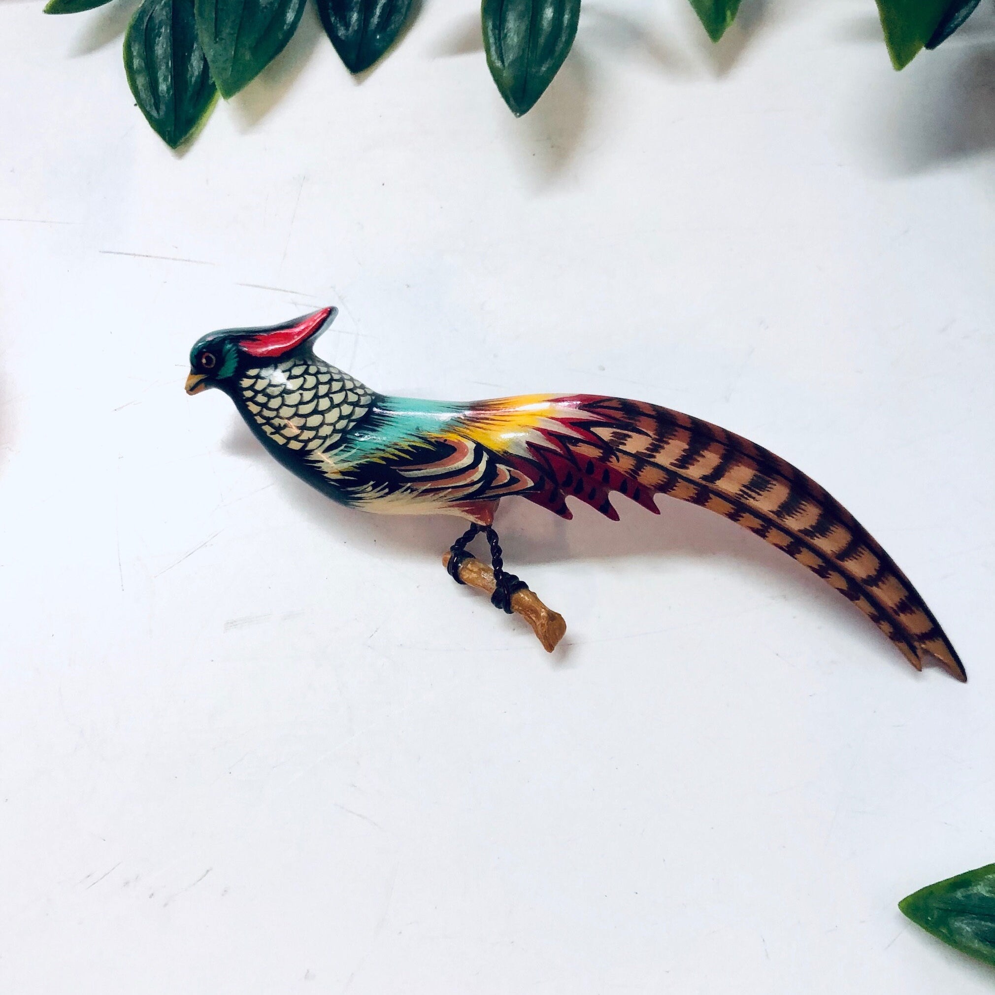 Vintage Bird Brooch, Quail Pin, Quail Jewelry, Colorful Pin, Vintage Pin, Vintage Jewelry, Perched Bird Pin, Bird Watcher Pin, Costume Pin