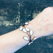 Matisse Copper, Vintage Matisse, Vintage Jewelry Set, Vintage Brooch, Vintage Bracelet, White Enamel, Hinge Cuff, Matisse, Matisse Renoir