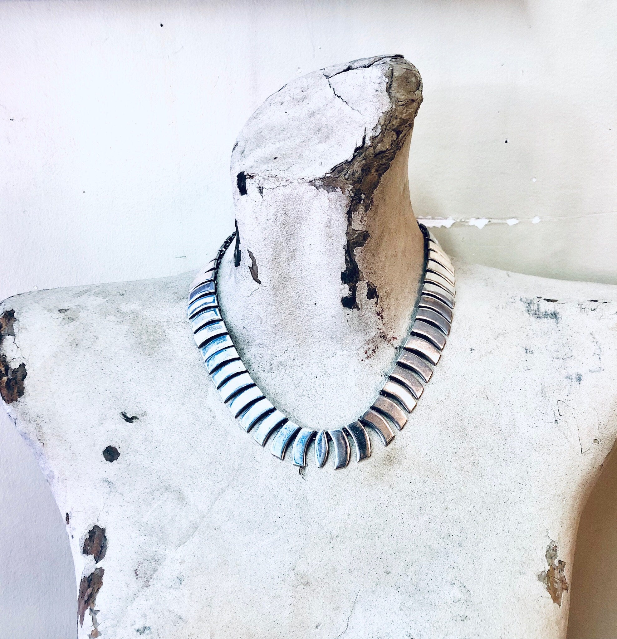 Vintage Necklace, Silver Necklace, Silver Choker, Unique Jewelry, Vintage Jewelry, Statement Necklace, Bib Necklace, 925 Necklace, Chain