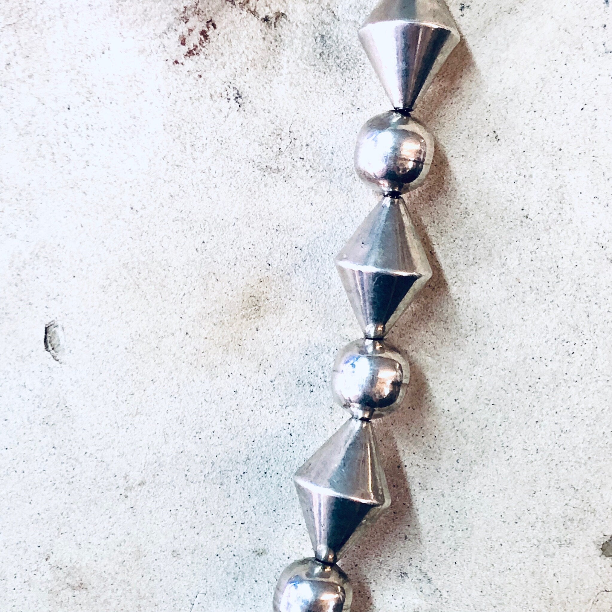 Vintage Necklace, Silver Necklace, Unique Necklace, Beaded Jewelry, Silver Beads, Large Chain, Chunky Jewelry, Vintage Jewelry, Geometric