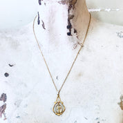 Vintage Necklace, Gold Necklace, Gold Toned Jewelry, Religious Jewelry, Religious Pendant, Cross Pendant, Unique Jewelry, Gold Filled, Chain