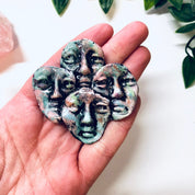 Vintage Brooch, Face Pin, Mask Brooch, Vintage Jewelry, Vintage Pin, Green Brooch, Pink Brooch, Signed Jewelry, Ritter Brooch, Unique Pin