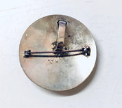 Vintage Brooch, Costume Jewelry, Iridescent Brooch, Silver and White, 80s jewelry, 1980s Fashion, Round Brooch, Vintage Pendant, Necklace
