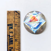 Vintage Brooch, Costume Jewelry, Iridescent Brooch, Silver and White, 80s jewelry, 1980s Fashion, Round Brooch, Vintage Pendant, Necklace