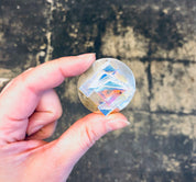 Vintage Brooch, Costume Jewelry, Iridescent Brooch, Silver and White, 80s jewelry, 1980s Fashion, Round Brooch, Vintage Pendant, Necklace