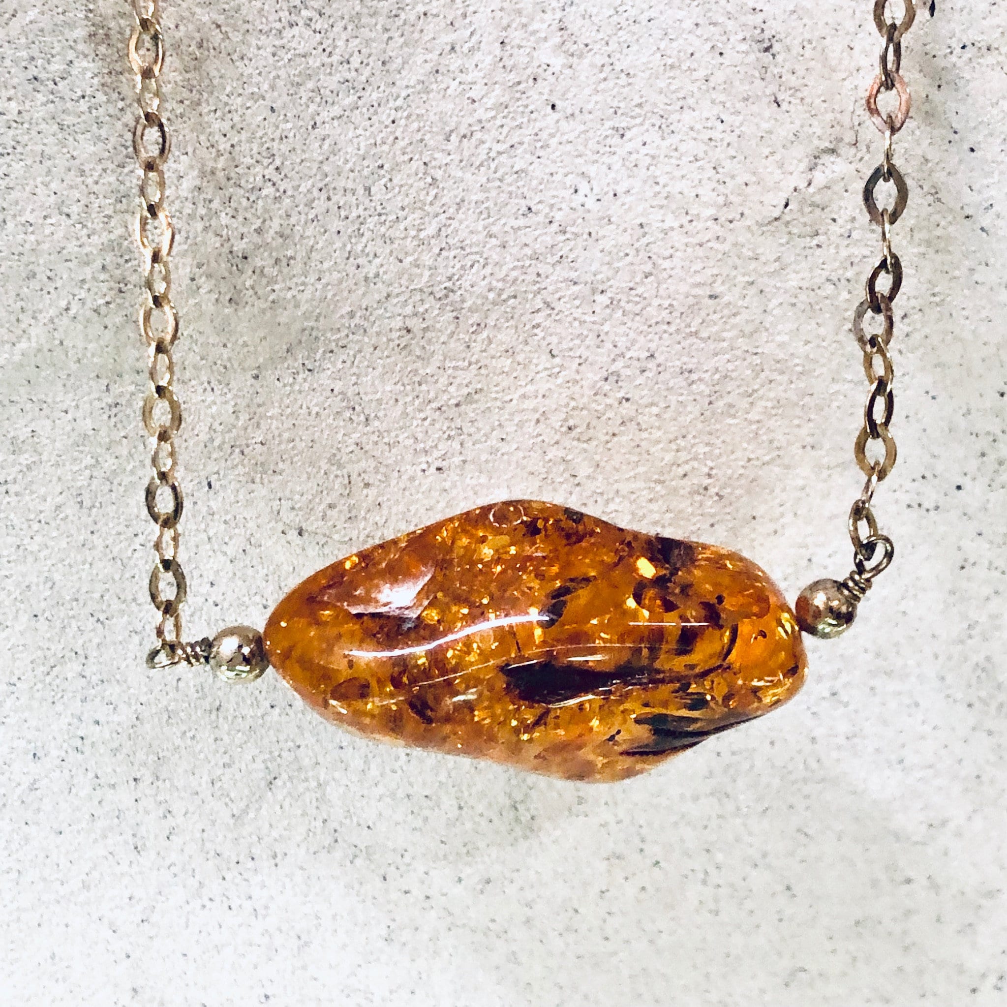 Vintage Necklace, Long Necklace, Amber Jewelry, Gold Plated Silver, Silver Chain, Long Chain, Vintage Jewelry, Unique Jewelry, Amber Beads