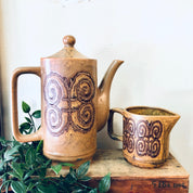 Tea Service Set, Vintage Tea Pot, Vintage Creamer, Ceramic Teapot, Made in Japan, Brown Teapot, Coffee Pot, Tea Set, Vintage Home Decor
