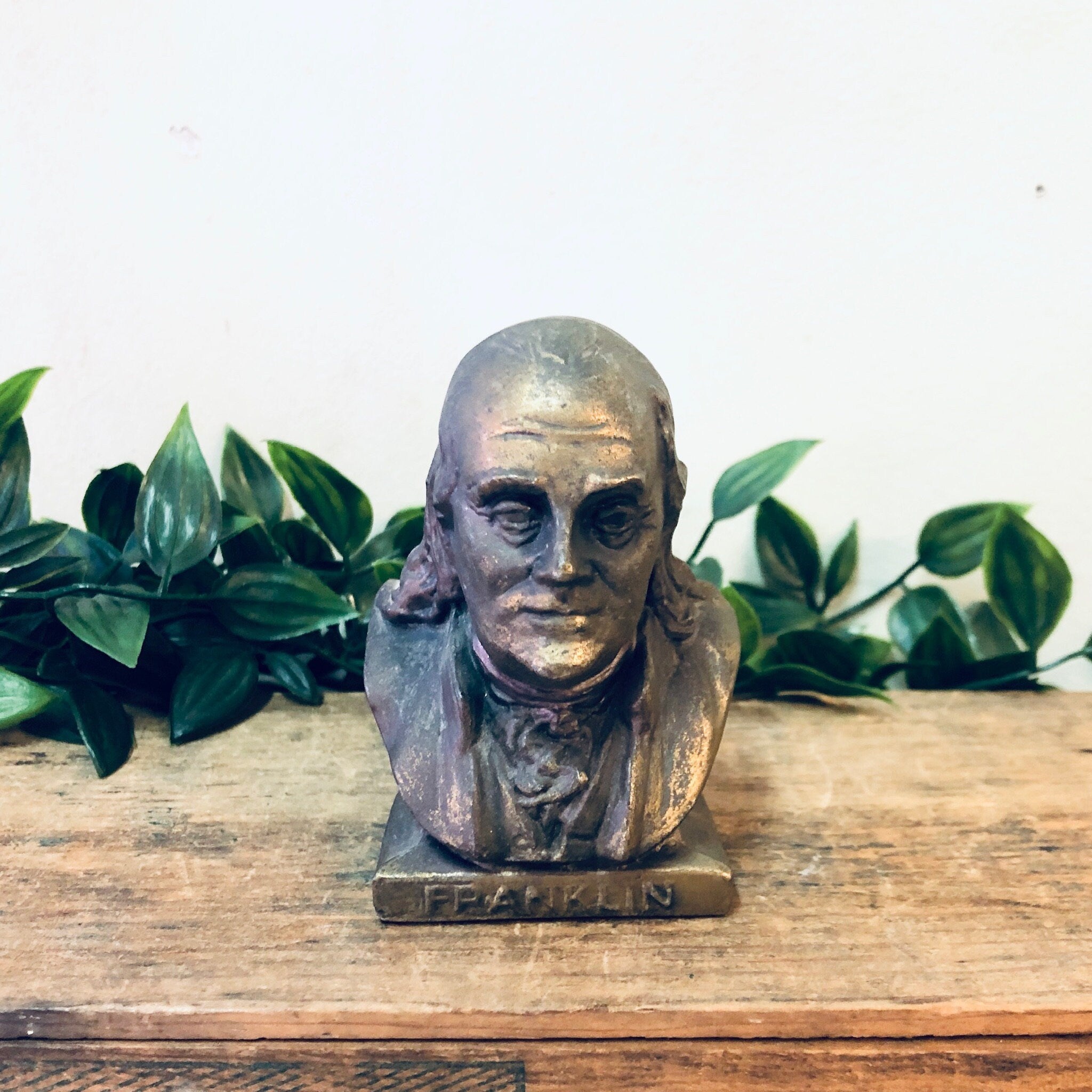Ben Franklin, Franklin Paperweight, Benjamin Franklin, Philadelphia, Souvenir, Brass Toned, Mantlepiece, Collector, Vintage Home Decor