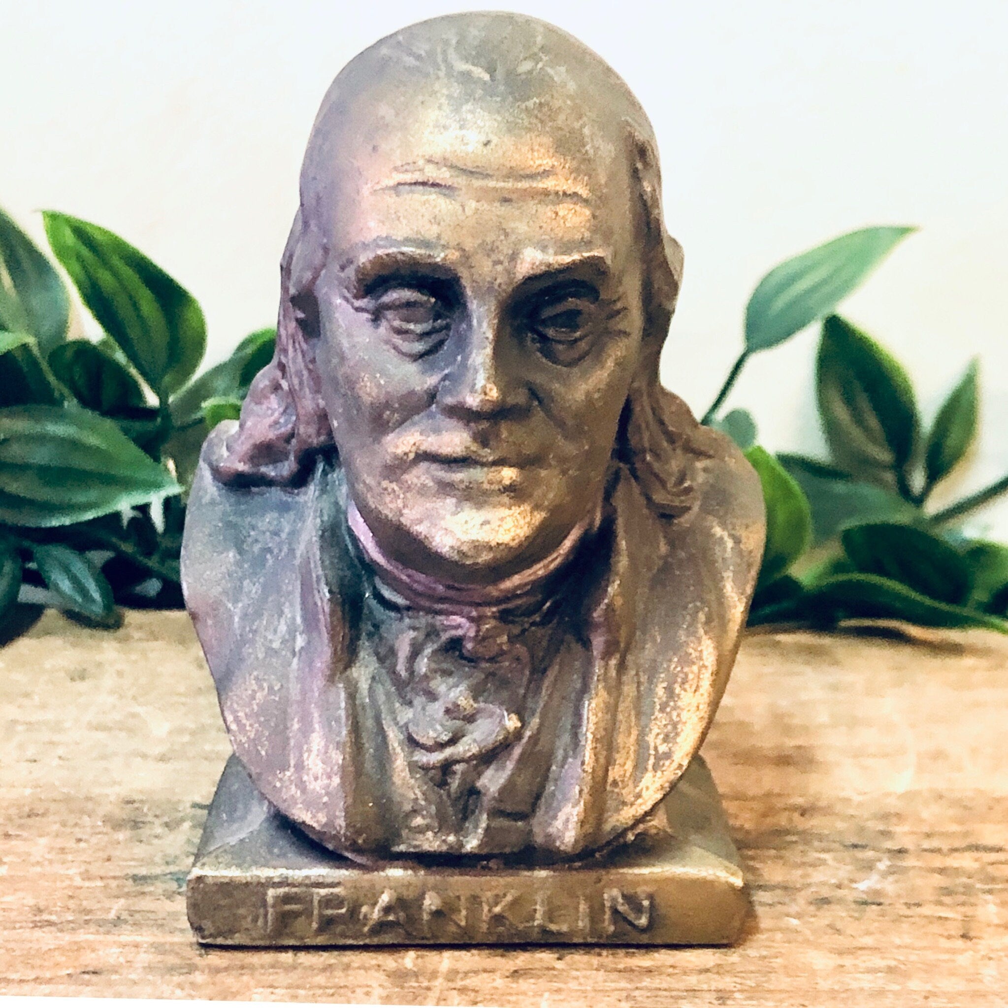 Ben Franklin, Franklin Paperweight, Benjamin Franklin, Philadelphia, Souvenir, Brass Toned, Mantlepiece, Collector, Vintage Home Decor