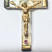Cross Pendant, Religious Jewelry, Vintage Jewelry, Crucifix Pendant, Gold Toned Pendant, Clear Cross, Vintage Necklace, Religious Pendant