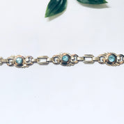 Vintage Bracelet, Link Bracelet, Costume Jewelry, Vintage Jewelry, Blue Gemstone, Blue and Gold, Gold Toned Jewelry, Unique Bracelet, Blue