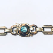 Vintage Bracelet, Link Bracelet, Costume Jewelry, Vintage Jewelry, Blue Gemstone, Blue and Gold, Gold Toned Jewelry, Unique Bracelet, Blue