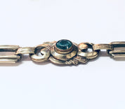 Vintage Bracelet, Link Bracelet, Costume Jewelry, Vintage Jewelry, Blue Gemstone, Blue and Gold, Gold Toned Jewelry, Unique Bracelet, Blue