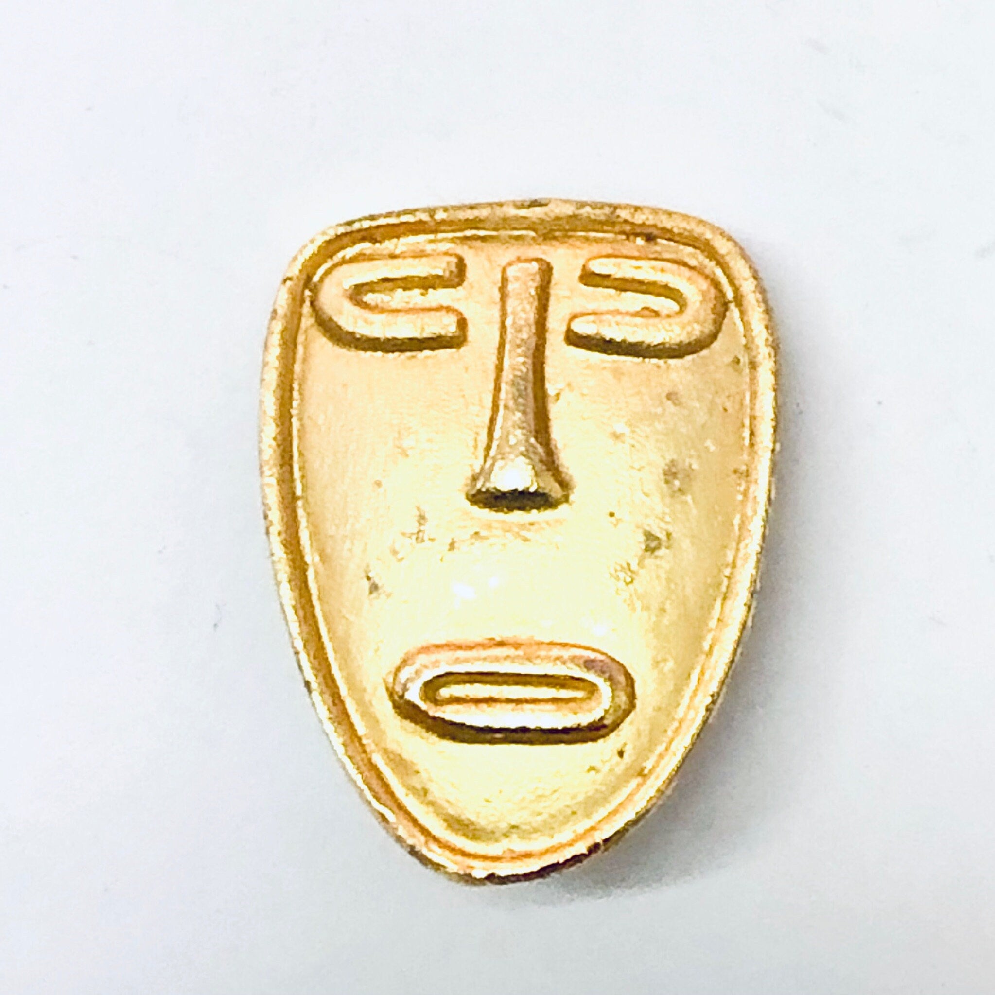 Vintage Earrings, Clip On Earrings, Face Earrings, Mask Jewelry, Abstract Jewelry, Unique Jewelry, Vintage Jewelry, Gold Toned Earrings