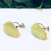 Vintage Earrings, Screw Back Earrings, Green and Yellow, Neon Earrings, Bakelite Jewelry, Costume Jewelry, Vintage Jewelry, Neon Green