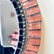 Vintage Mirror, Small Mirror, Vintage Home Decor, Wall Decor, Mosaic Mirror, Copper Toned Tile, Tile Mirror, Copper and Black, Wall Hanging
