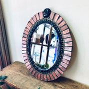 Vintage Mirror, Small Mirror, Vintage Home Decor, Wall Decor, Mosaic Mirror, Copper Toned Tile, Tile Mirror, Copper and Black, Wall Hanging