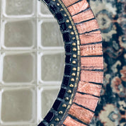 Vintage Mirror, Small Mirror, Vintage Home Decor, Wall Decor, Mosaic Mirror, Copper Toned Tile, Tile Mirror, Copper and Black, Wall Hanging