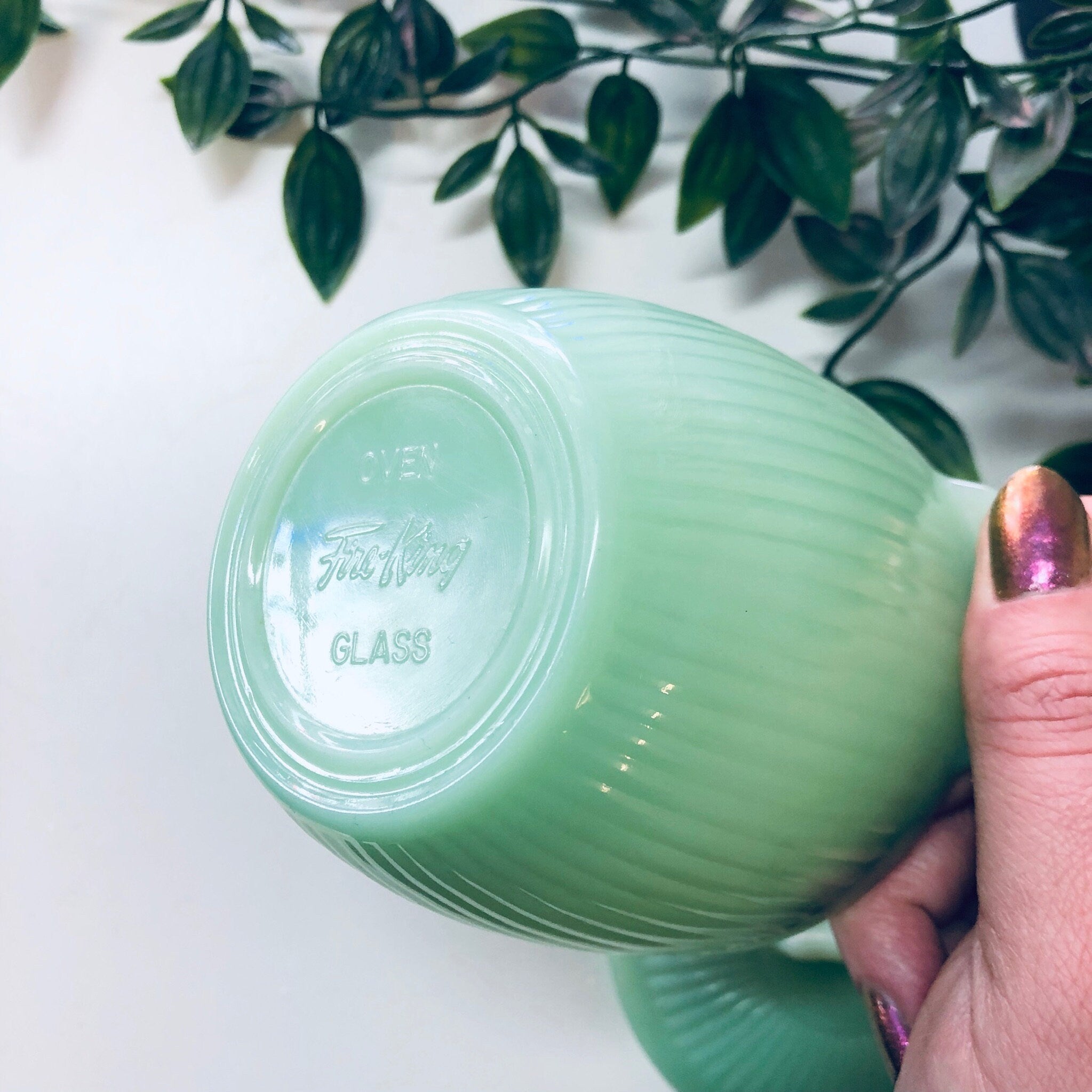 Fire King Jane Ray Jadeite Cream and Sugar Bowl, Vintage Jadeite Creamer Sugar Set, Fire King Collectible Glassware, Green Milk Glass, Green