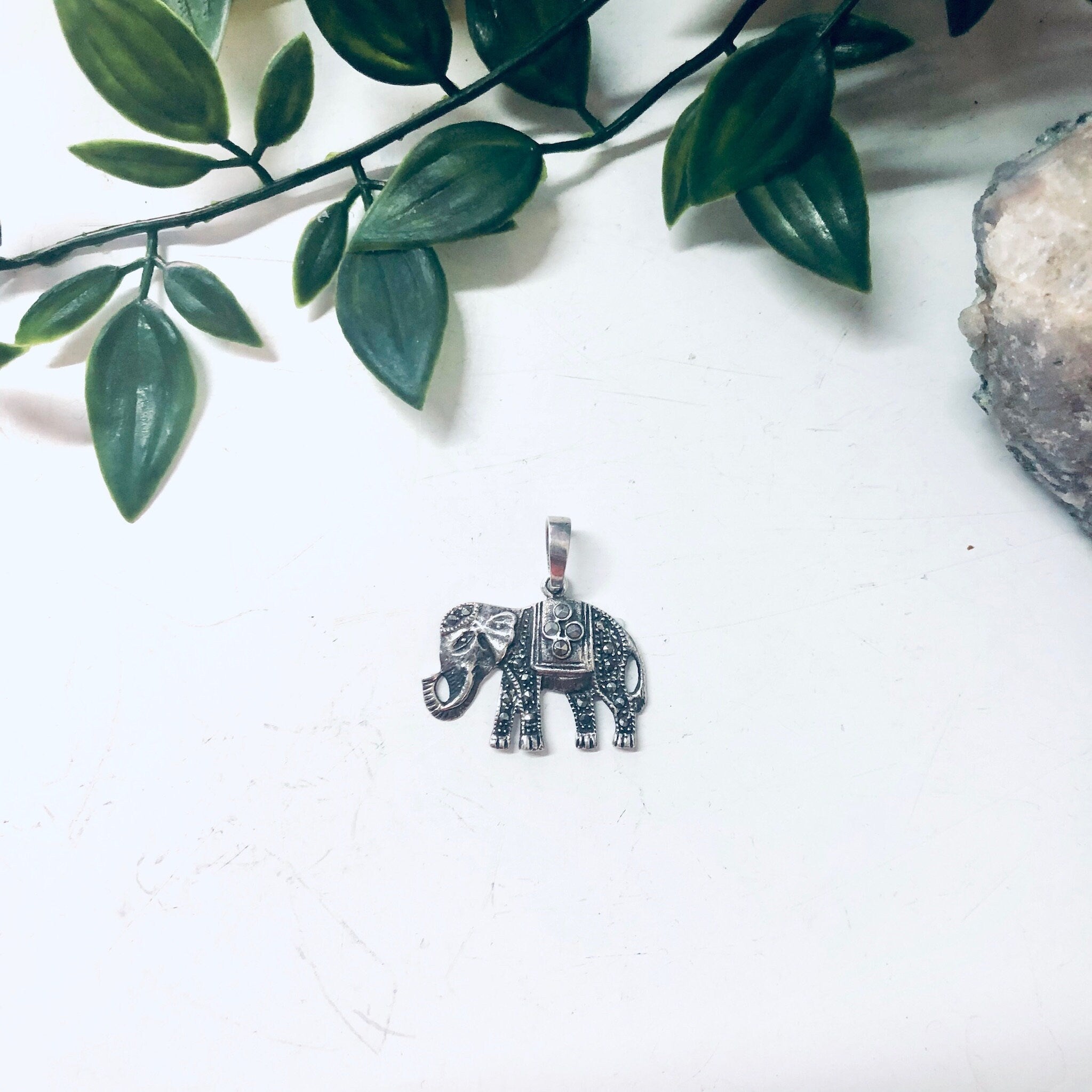 Vintage Pendant, Elephant Pendant, Vintage Necklace, Marcasite Jewelry, Vintage Jewelry, Little Pendant, 925 Pendant, Silver Elephant, Cute