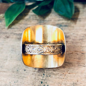 Vintage Gold Ring, Gold Toned Ring, Faux Pearl Ring, Adjustable Ring, Flower Ring, Large Ring, Floral Design, Floral Filagree, Cocktail Ring