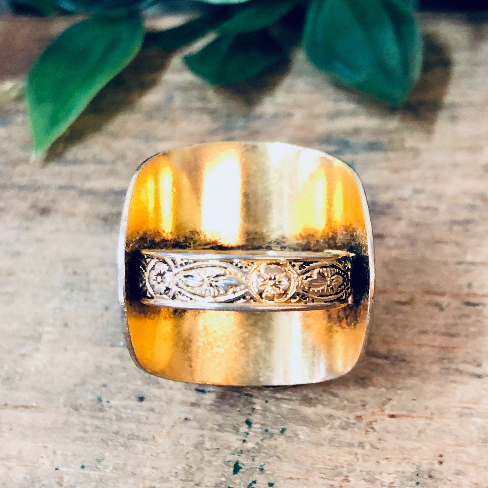 Vintage Gold Ring, Gold Toned Ring, Faux Pearl Ring, Adjustable Ring, Flower Ring, Large Ring, Floral Design, Floral Filagree, Cocktail Ring