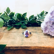 Vintage Silver Ring, Amethyst Stone, Mother Of Pearl Ring, Abalone Jewelry, Teardrop Shaped Stone, Purple Jewelry, Unique Jewelry, 925 Ring
