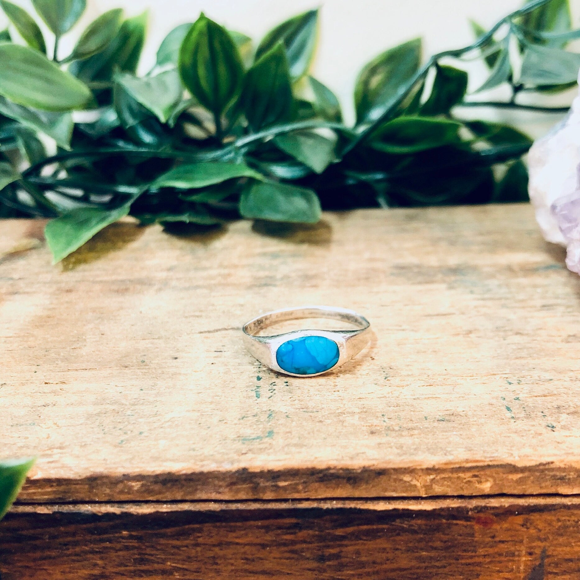 Vintage Silver Ring, Turquoise Ring, Small Ring, Blue and Silver, Turquoise Jewelry, Vintage Jewelry, Simple Ring, Stacking Ring, 925 Ring
