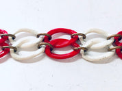 Vintage Bracelet, Metal Bracelet, Small Bracelet, Red Jewelry, White Bracelet, Link Bracelet, Chain Bracelet, Vintage Jewelry, Chain Link
