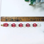 Vintage Bracelet, Metal Bracelet, Small Bracelet, Red Jewelry, White Bracelet, Link Bracelet, Chain Bracelet, Vintage Jewelry, Chain Link