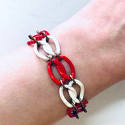 Vintage Bracelet, Metal Bracelet, Small Bracelet, Red Jewelry, White Bracelet, Link Bracelet, Chain Bracelet, Vintage Jewelry, Chain Link
