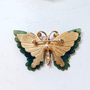 Vintage Brooch, Butterfly Brooch, Gold Toned Brooch, Butterfly Jewelry, Vintage Jewelry, Faux Pearl Brooch, Green Jade, Jade Jewelry, Pin