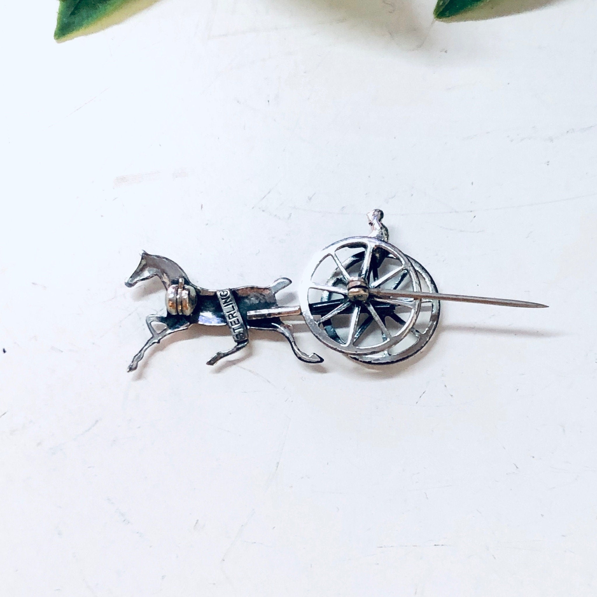 Vintage Brooch, Vintage Pin, Horse and Carriage, Animal Jewelry, Vintage Jewelry, Silver Brooch, Small Pin, Buggy Brooch, Cute Jewelry, 925