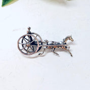 Vintage Brooch, Vintage Pin, Horse and Carriage, Animal Jewelry, Vintage Jewelry, Silver Brooch, Small Pin, Buggy Brooch, Cute Jewelry, 925