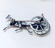 Vintage Brooch, Vintage Pin, Horse and Carriage, Animal Jewelry, Vintage Jewelry, Silver Brooch, Small Pin, Buggy Brooch, Cute Jewelry, 925