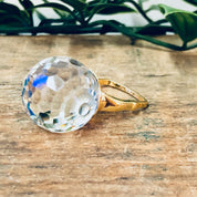 Vintage Ring, Disco Ball Ring, Unique Jewelry, Statement Jewelry, Cocktail Ring, Costume Jewelry, Large Ring, Iridescent Ring, Gold Ring