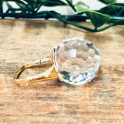 Vintage Ring, Disco Ball Ring, Unique Jewelry, Statement Jewelry, Cocktail Ring, Costume Jewelry, Large Ring, Iridescent Ring, Gold Ring
