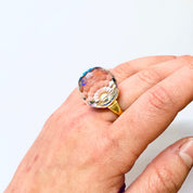 Vintage Ring, Disco Ball Ring, Unique Jewelry, Statement Jewelry, Cocktail Ring, Costume Jewelry, Large Ring, Iridescent Ring, Gold Ring
