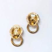 Vintage Earrings, Clip On Earrings, Lion Door Knocker Earrings, Large Earrings, Costume Jewelry, Gold Toned Earrings, Vintage Jewelry, Lion